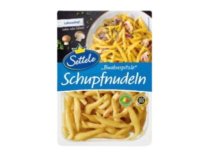 Settele Schupfnudeln (Buabaspitzle) 5x1kg BTL KRT  Schupfnudeln (Buabaspitzle), 5 x 1kg, in Beutel, Deutschland